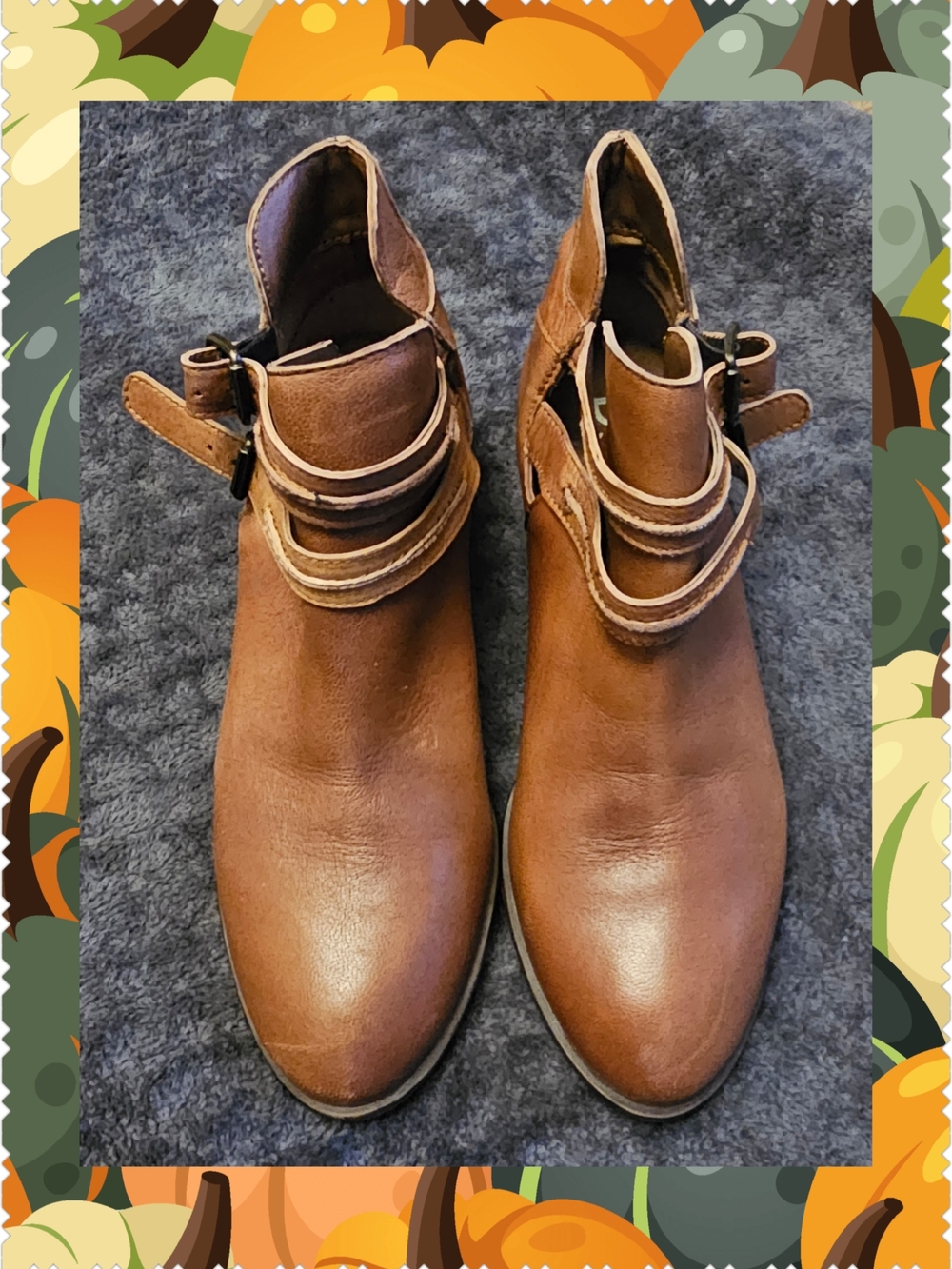 Diba Brown Leather Ankle Booties with Buckle Strap Accents